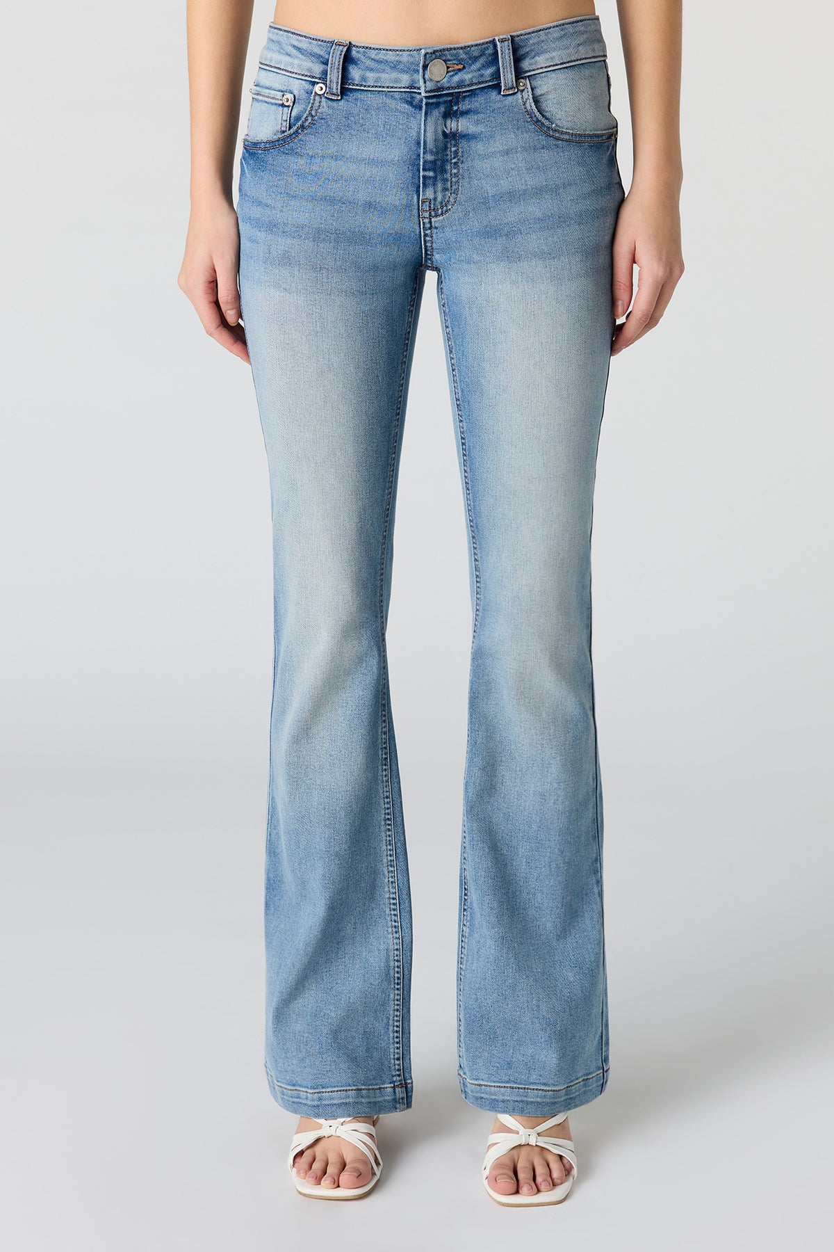 Alt View 2. Low Rise Push Up Flare Medium Jean - Medium Blue