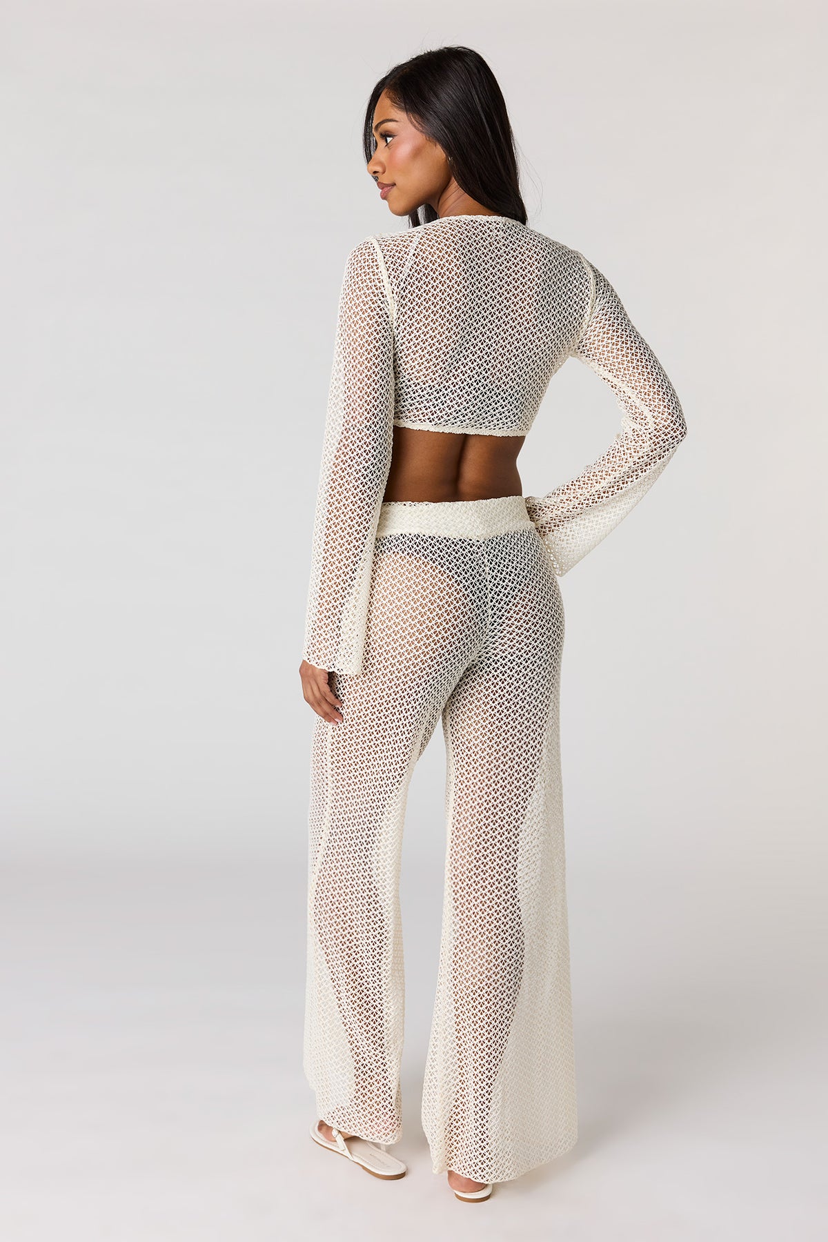 Alt View 9. Crochet Wide Leg Pant Swim Cover Up - Black