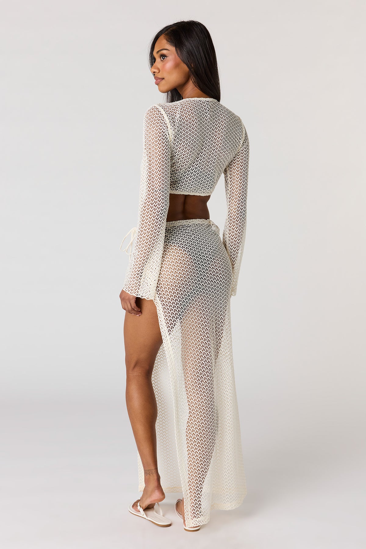 Alt View 3. Crochet Maxi Skirt Swim Cover Up - Ivory