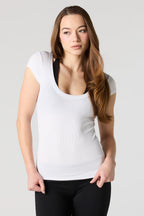 Ribbed Scoop Neck T-Shirt