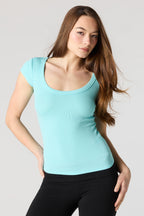 Ribbed Scoop Neck T-Shirt