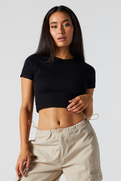 Seamless Ribbed Cropped T-Shirt – Urban Planet