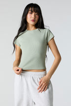 Ribbed High Neck Skimmer T-Shirt