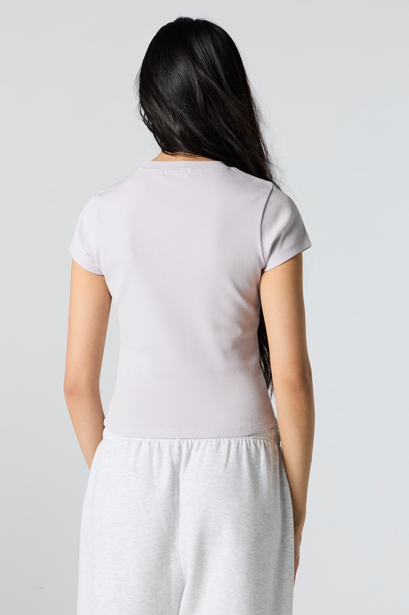 Ribbed High Neck Skimmer T-Shirt