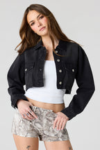 Blouson court en denim découpé