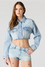 Blouson court en denim découpé