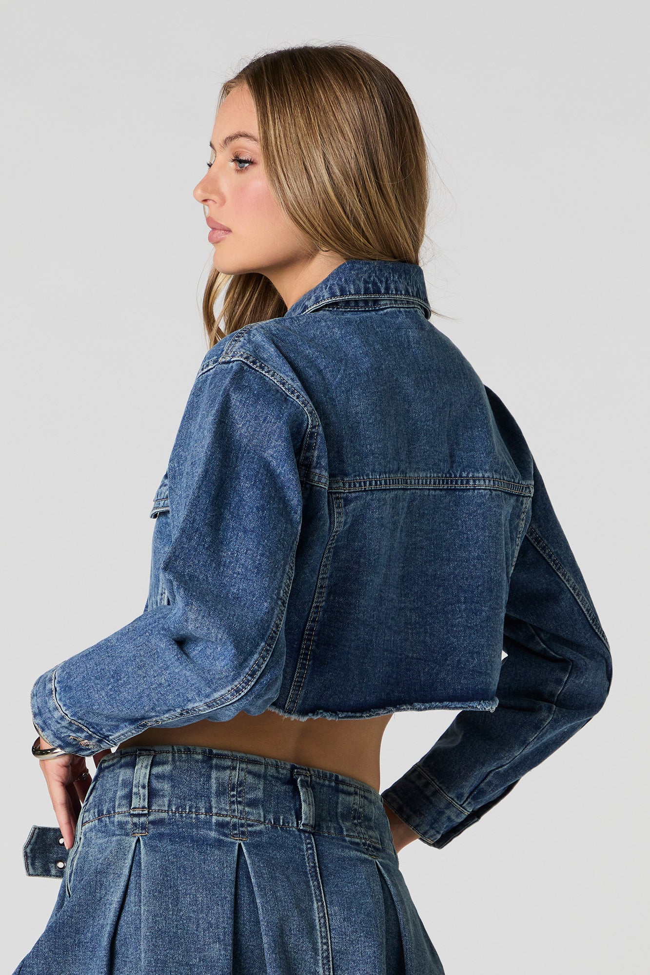 ★BADBLOOD★ Bonnie Denim Cargo Crop Jacket Sky Blue w-jkt23 Badblood Bonnie Denim Cargo Crop Jacket Sky Blue – BBGSHOPHK