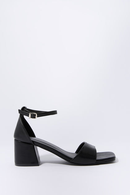 Faux Leather Ankle Strap Heel
