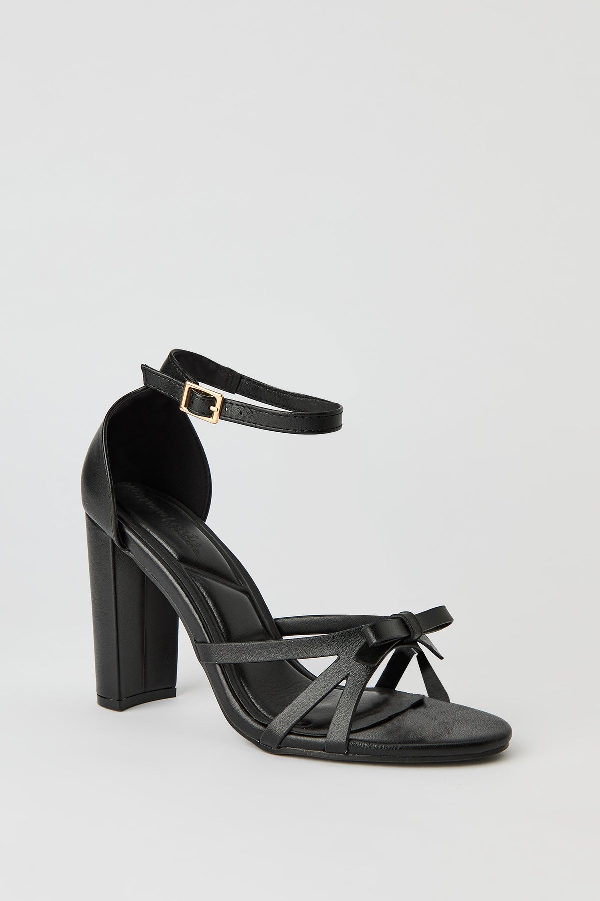 Alt View 2. Strappy Bow Ankle Strap High Heel - Black