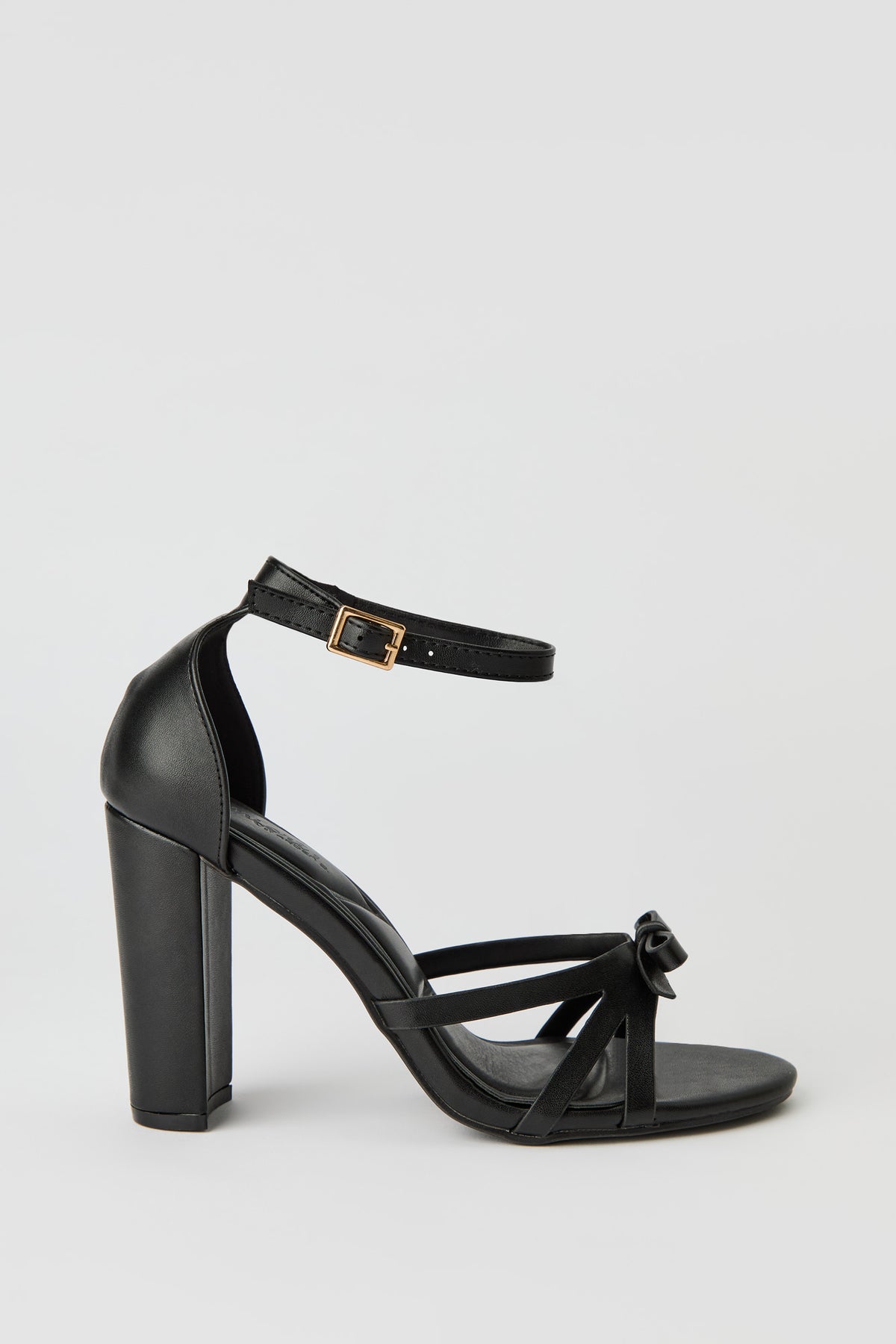 Strappy Bow Ankle Strap High Heel - Black