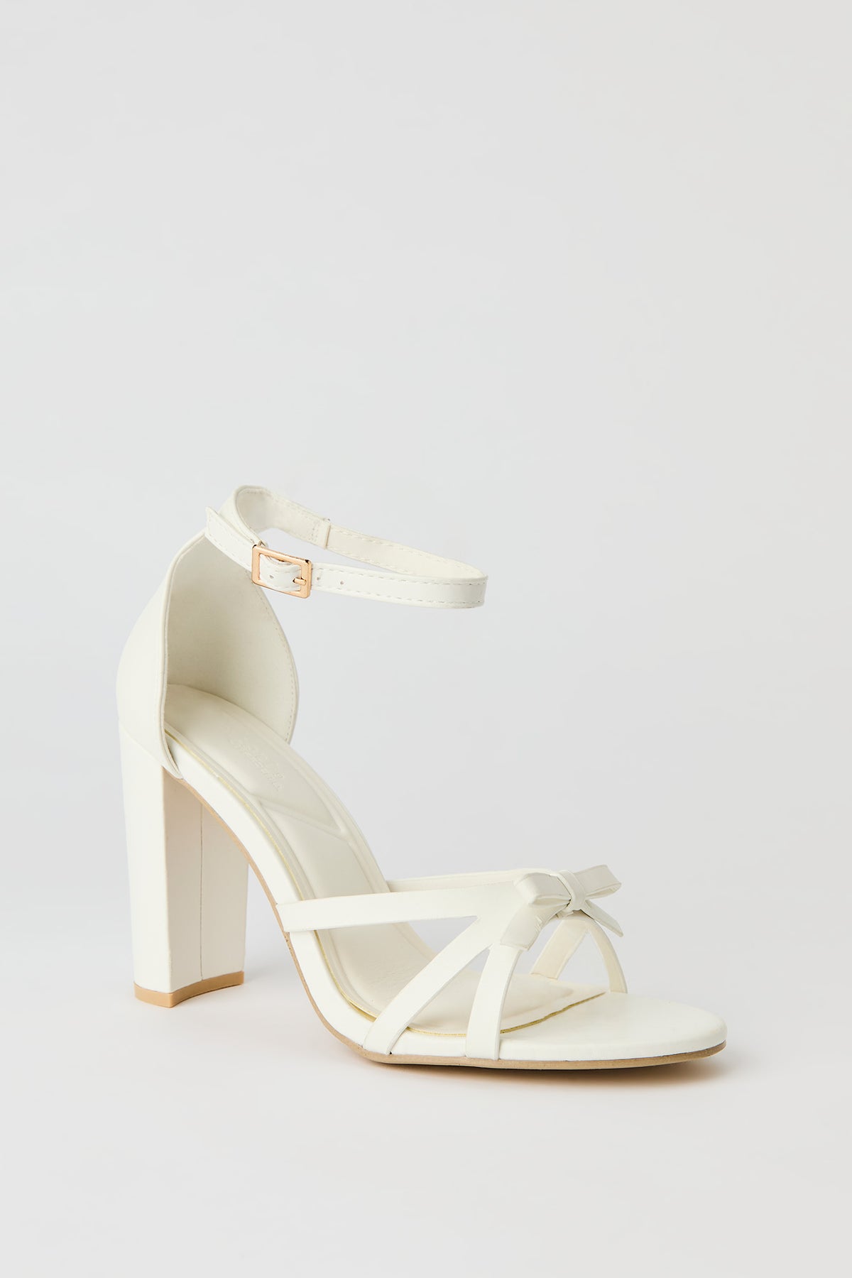 Alt View 2. Strappy Bow Ankle Strap High Heel - White