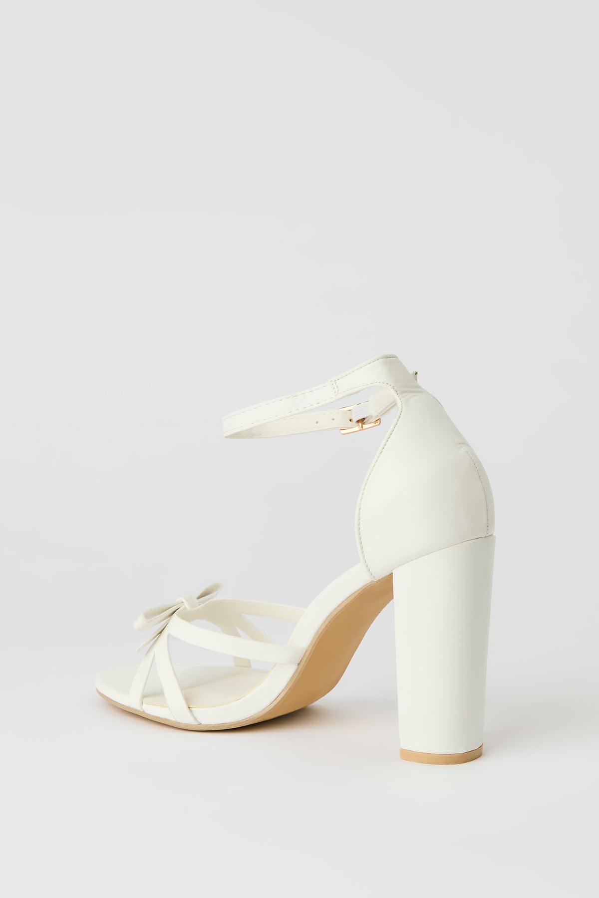 Alt View 3. Strappy Bow Ankle Strap High Heel - White