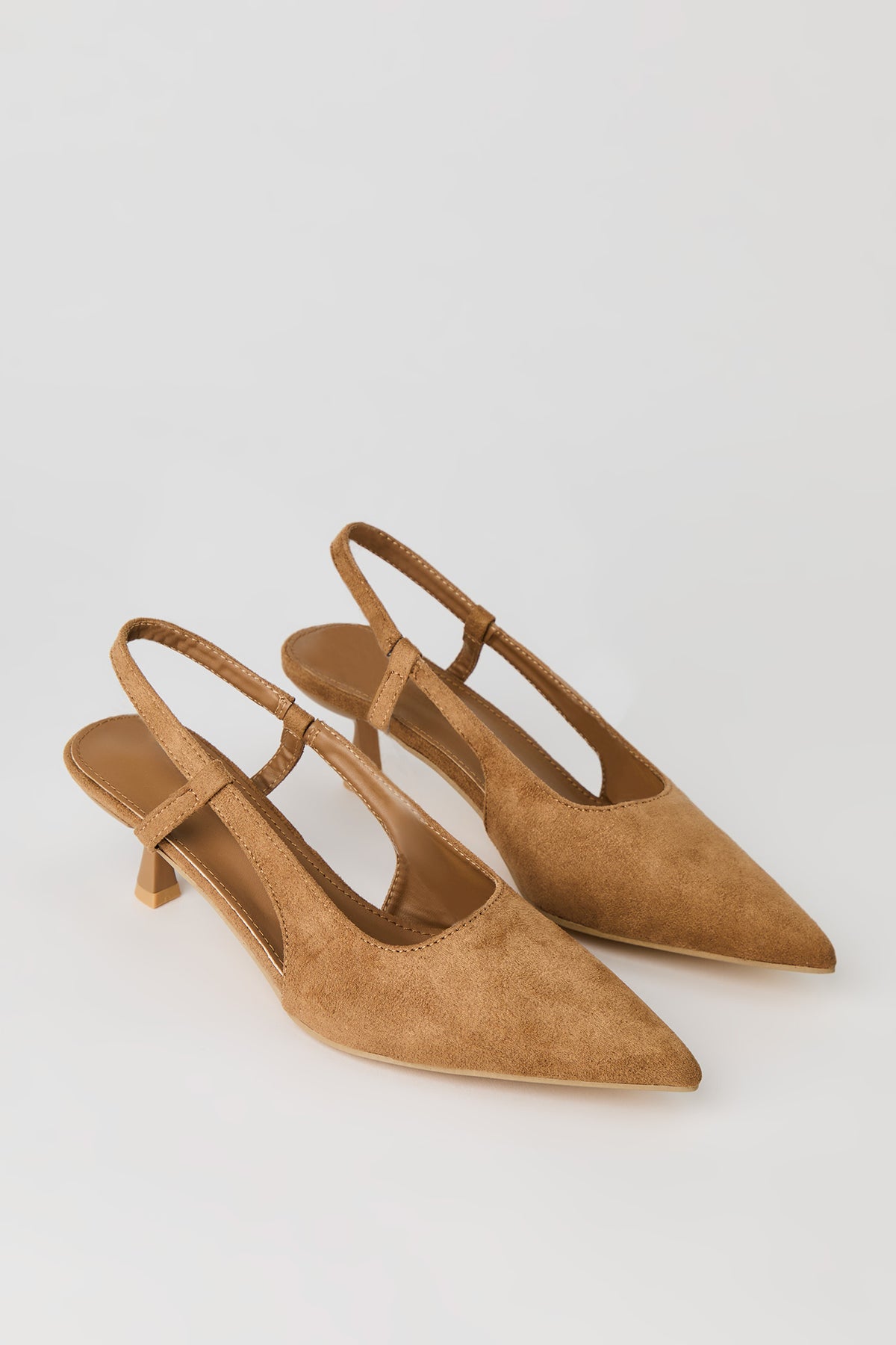 Alt View 2. Faux Suede Slingback Kitten Heel - Natural