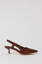 Faux Suede Slingback Kitten Heel