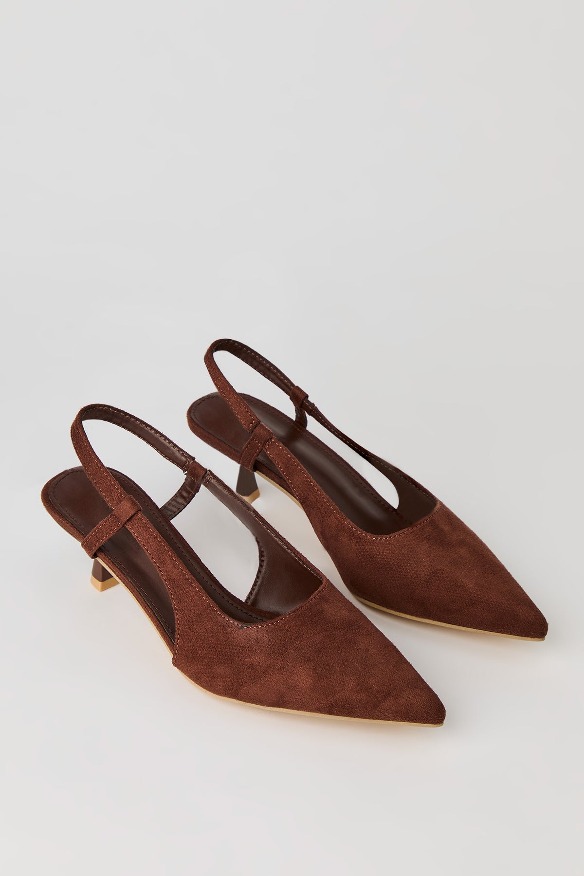 Alt View 2. Faux Suede Slingback Kitten Heel - Brown