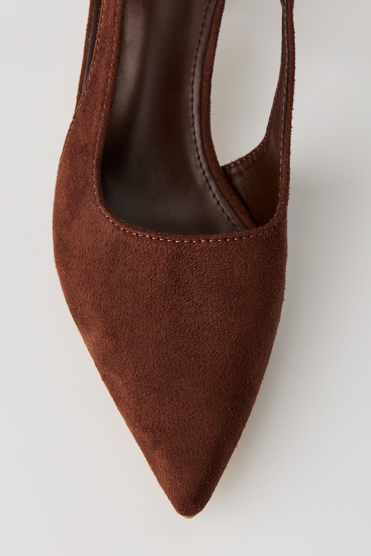 Alt View 3. Faux Suede Slingback Kitten Heel - Brown