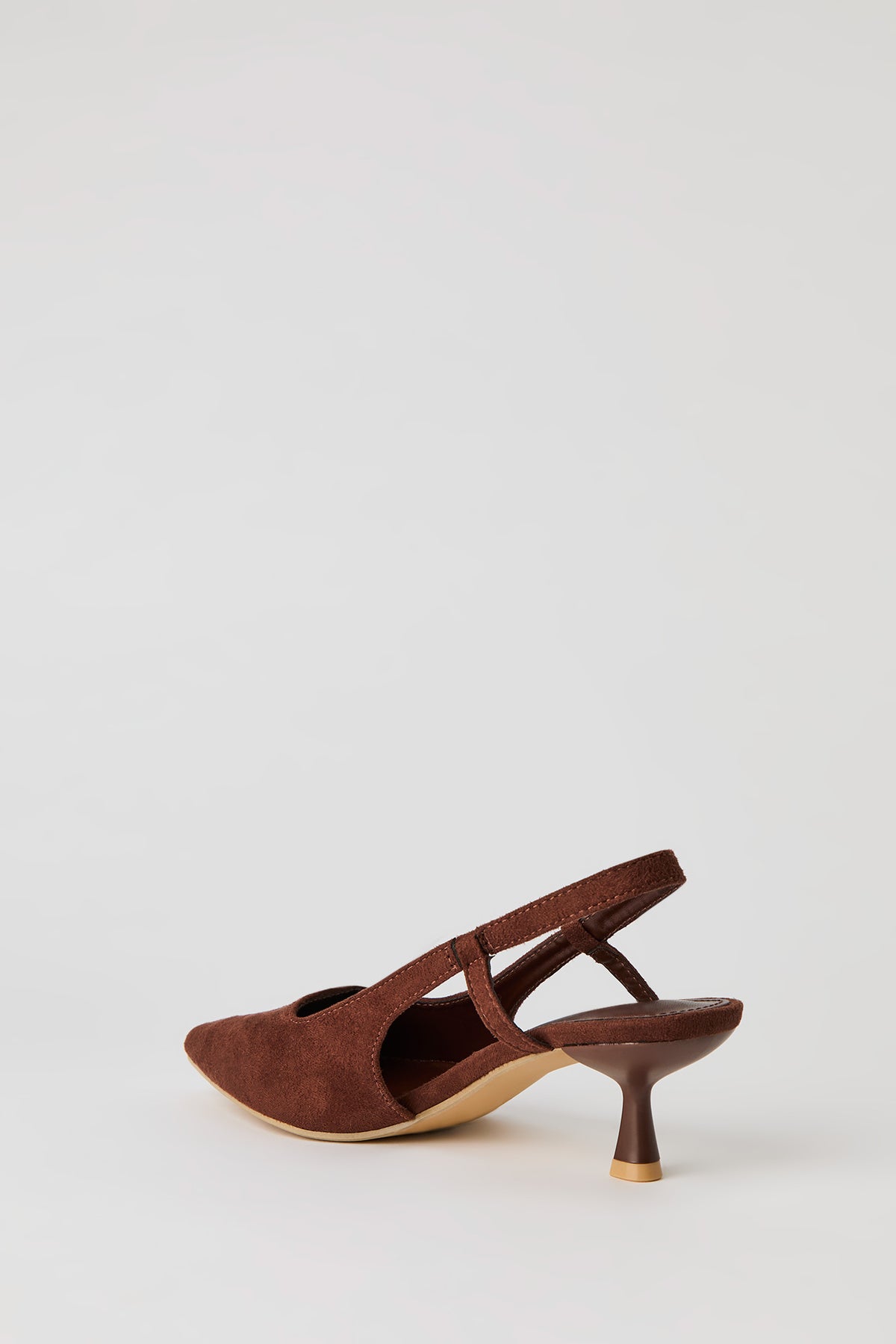 Alt View 4. Faux Suede Slingback Kitten Heel - Brown