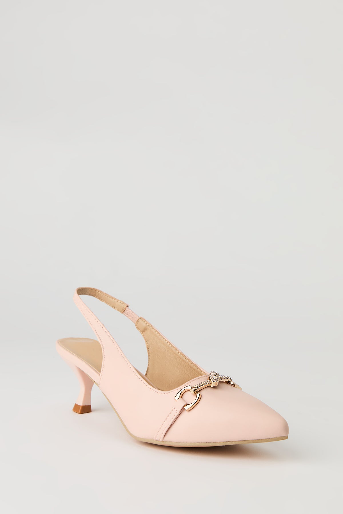 Alt View 2. Rhinestone Knit Detail Kitten Heel - Light Pink