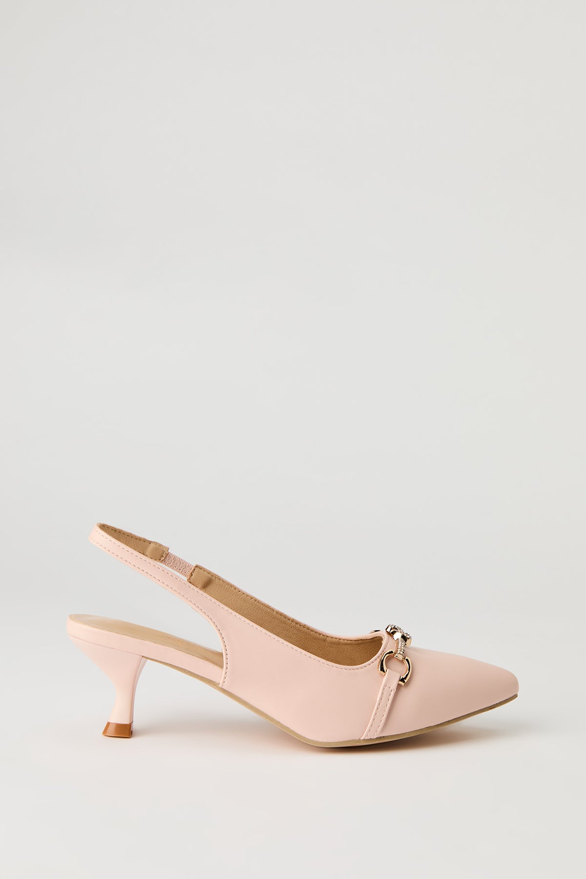 Rhinestone Knit Detail Kitten Heel - Light Pink