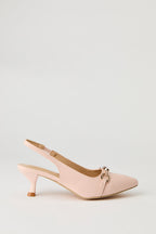 Rhinestone Knit Detail Kitten Heel