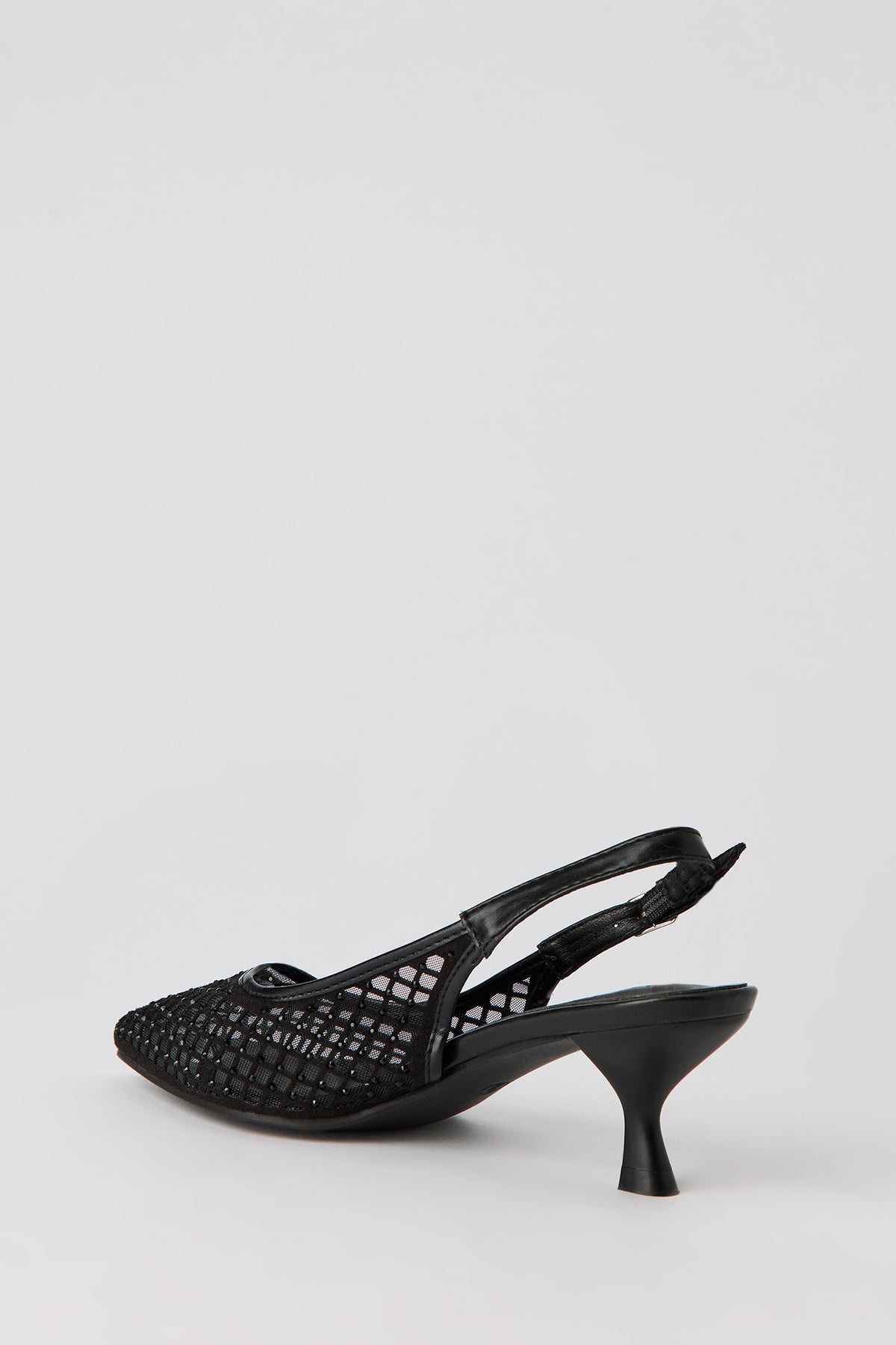 Alt View 3. Mesh Slingback Kitten Heels - Black
