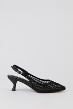 Mesh Slingback Kitten Heels