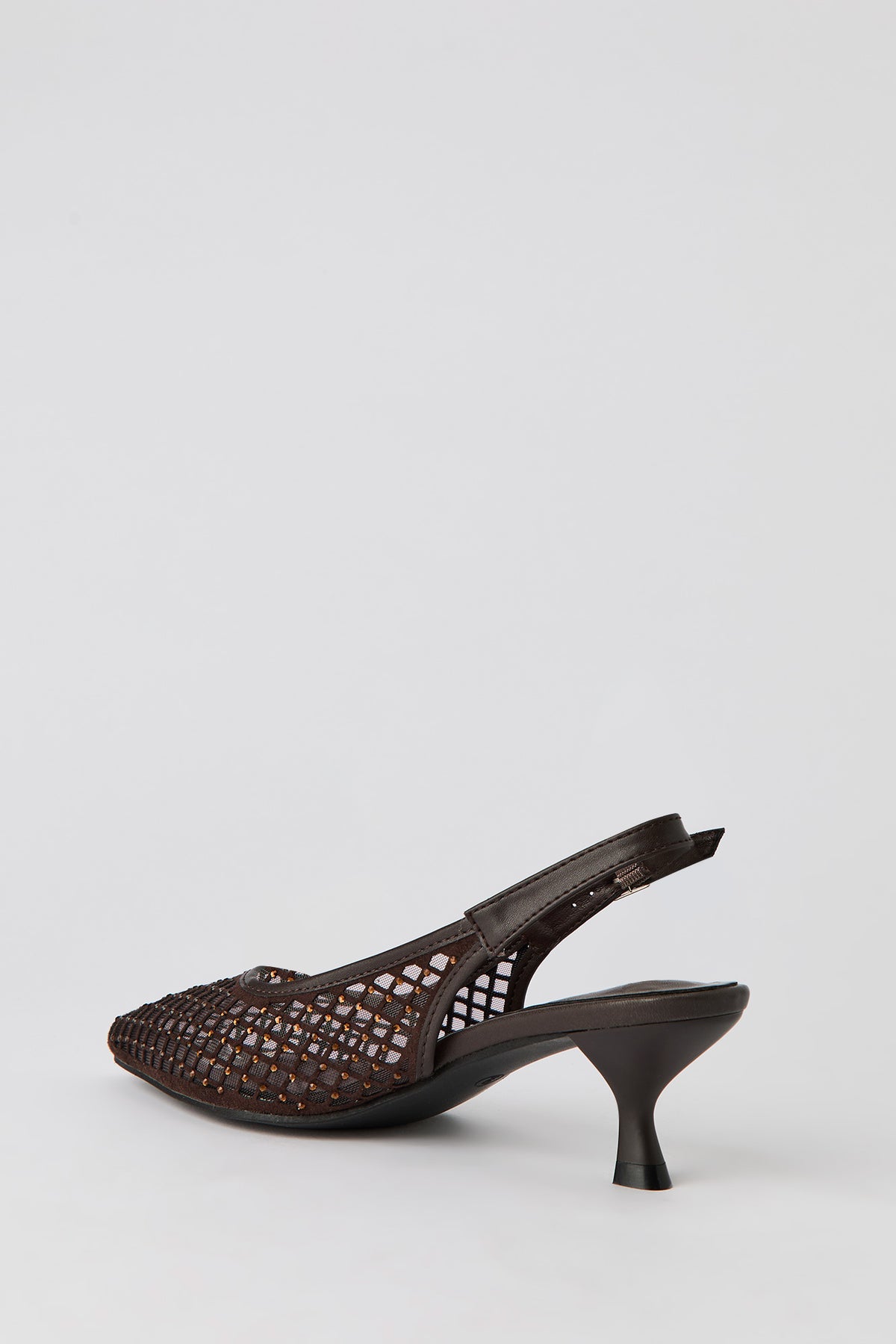 Alt View 3. Mesh Slingback Kitten Heels - Brown