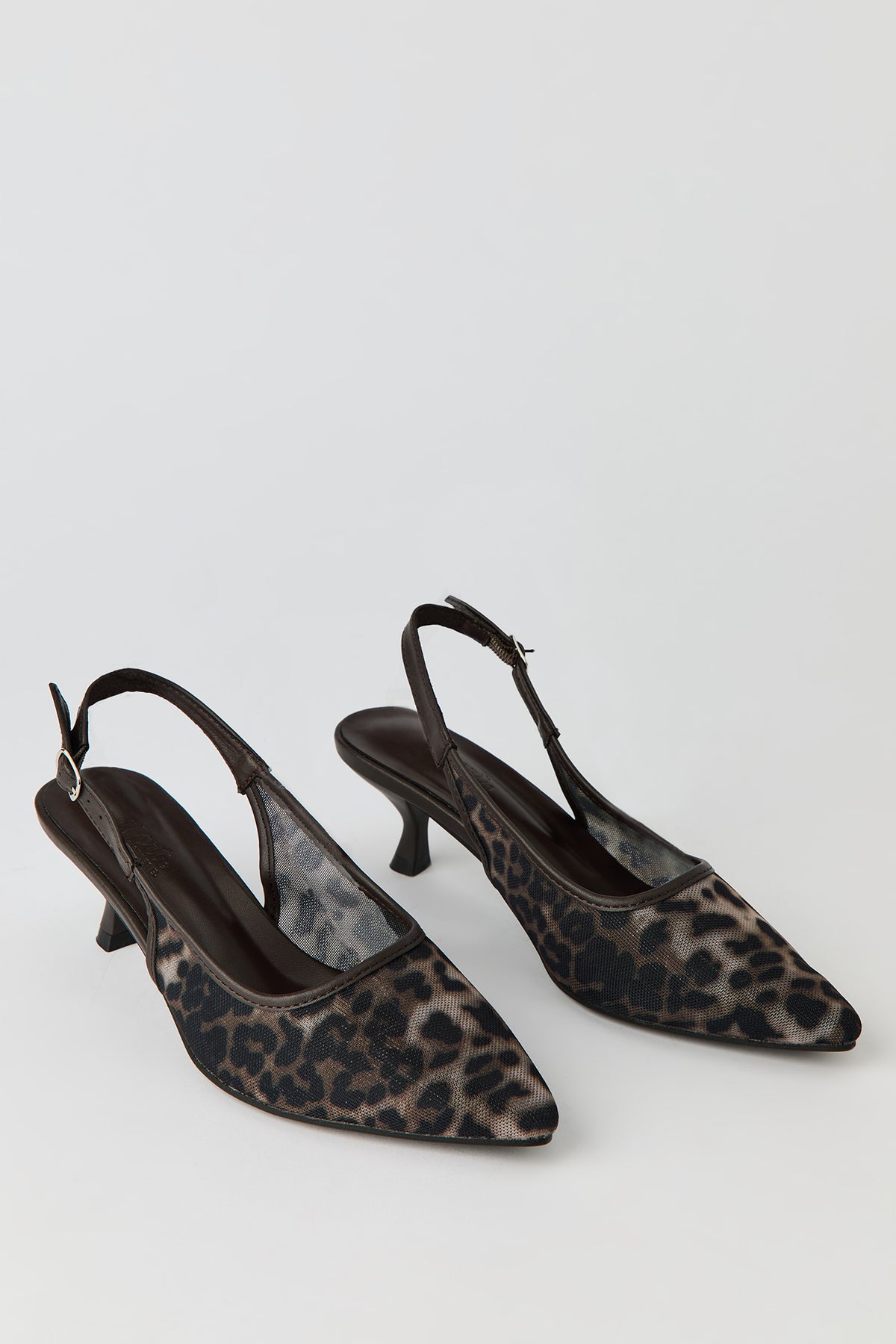 Alt View 2. Mesh Slingback Kitten Heels - Leopard