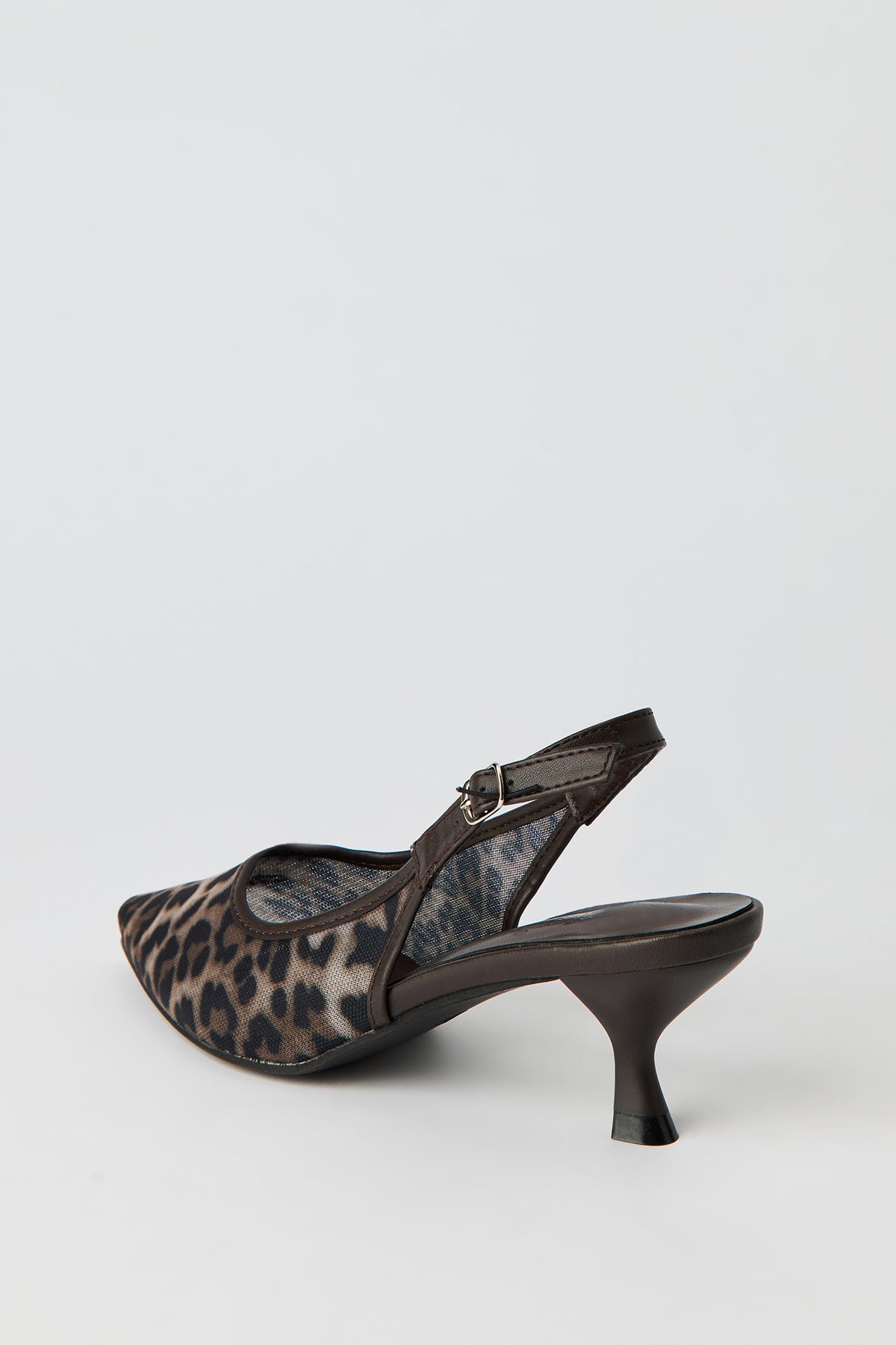 Alt View 4. Mesh Slingback Kitten Heels - Leopard