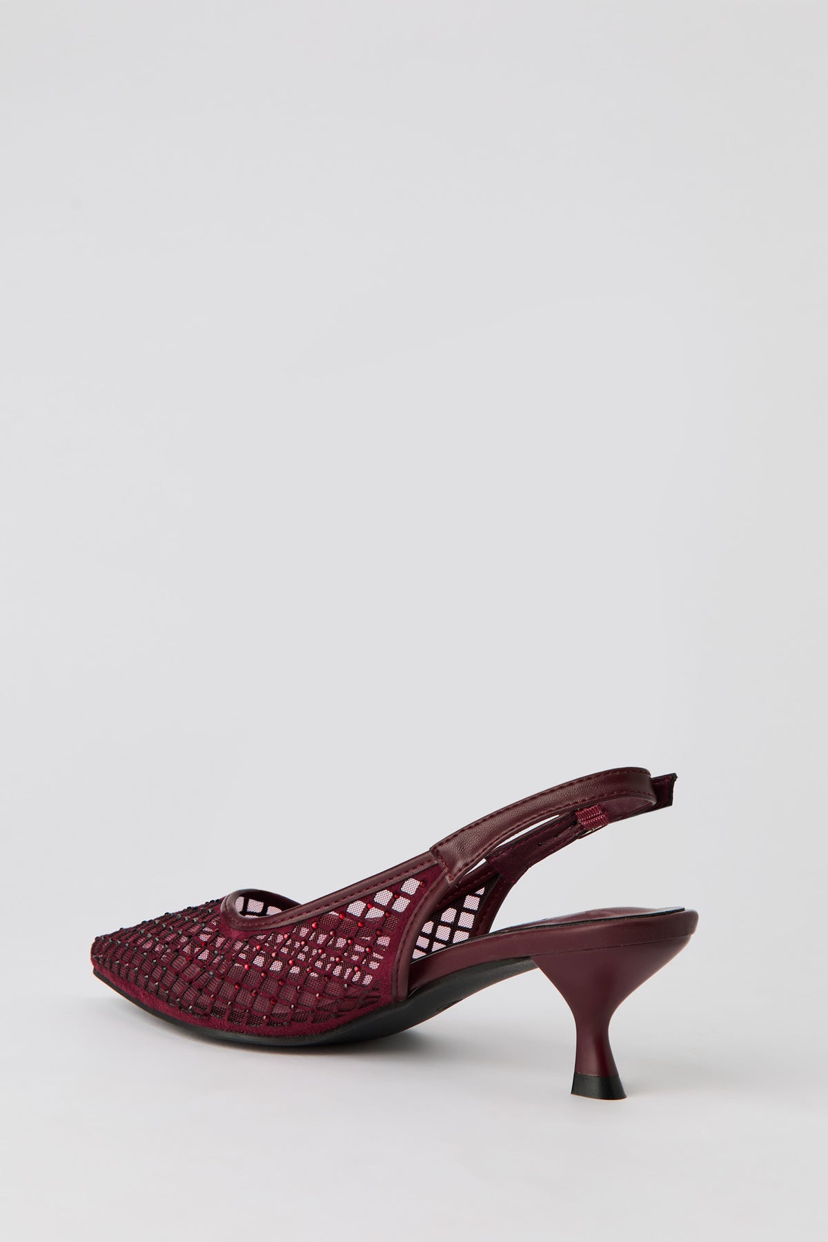 Alt View 3. Mesh Slingback Kitten Heels - Burgundy