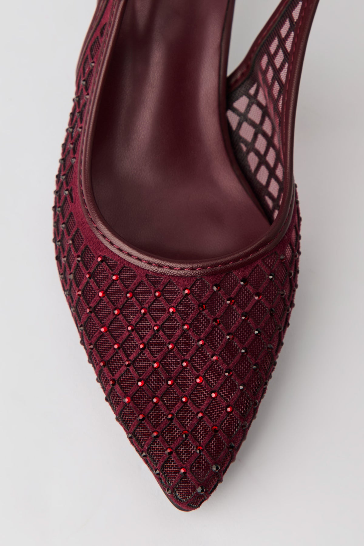Alt View 4. Mesh Slingback Kitten Heels - Burgundy