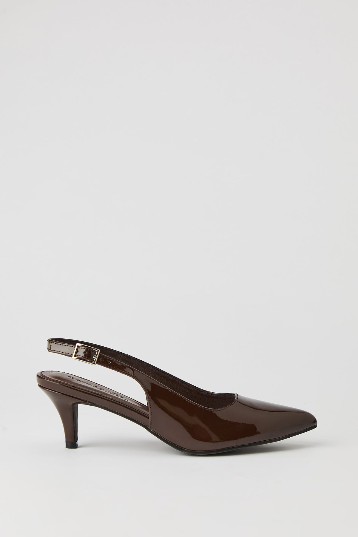 Escarpins à talons bobine avec bride arrière en similicuir verni
