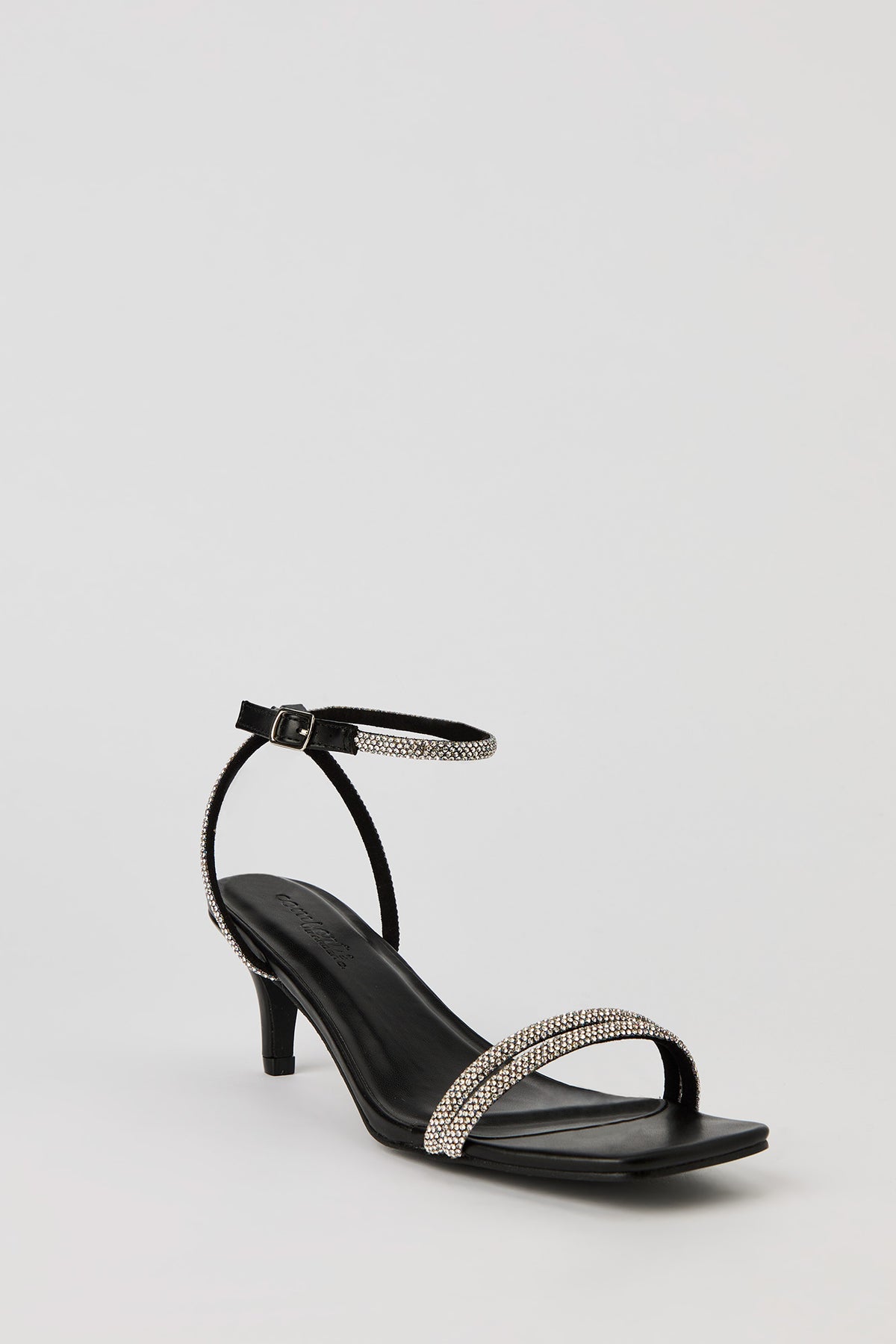 Alt View 2. Rhinestone Strappy Kitten Heel - Black