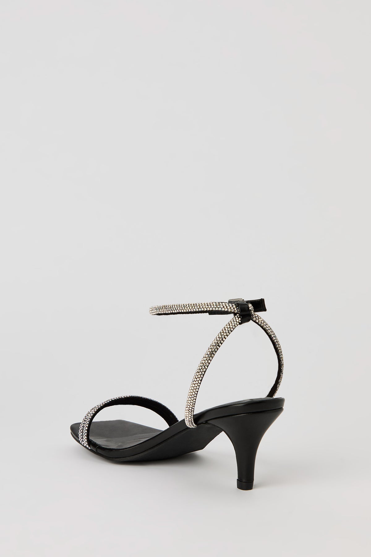 Alt View 3. Rhinestone Strappy Kitten Heel - Black