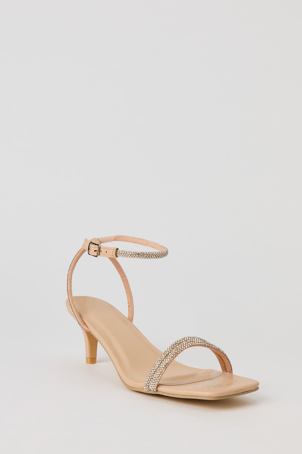 Alt View 2. Rhinestone Strappy Kitten Heel - Natural