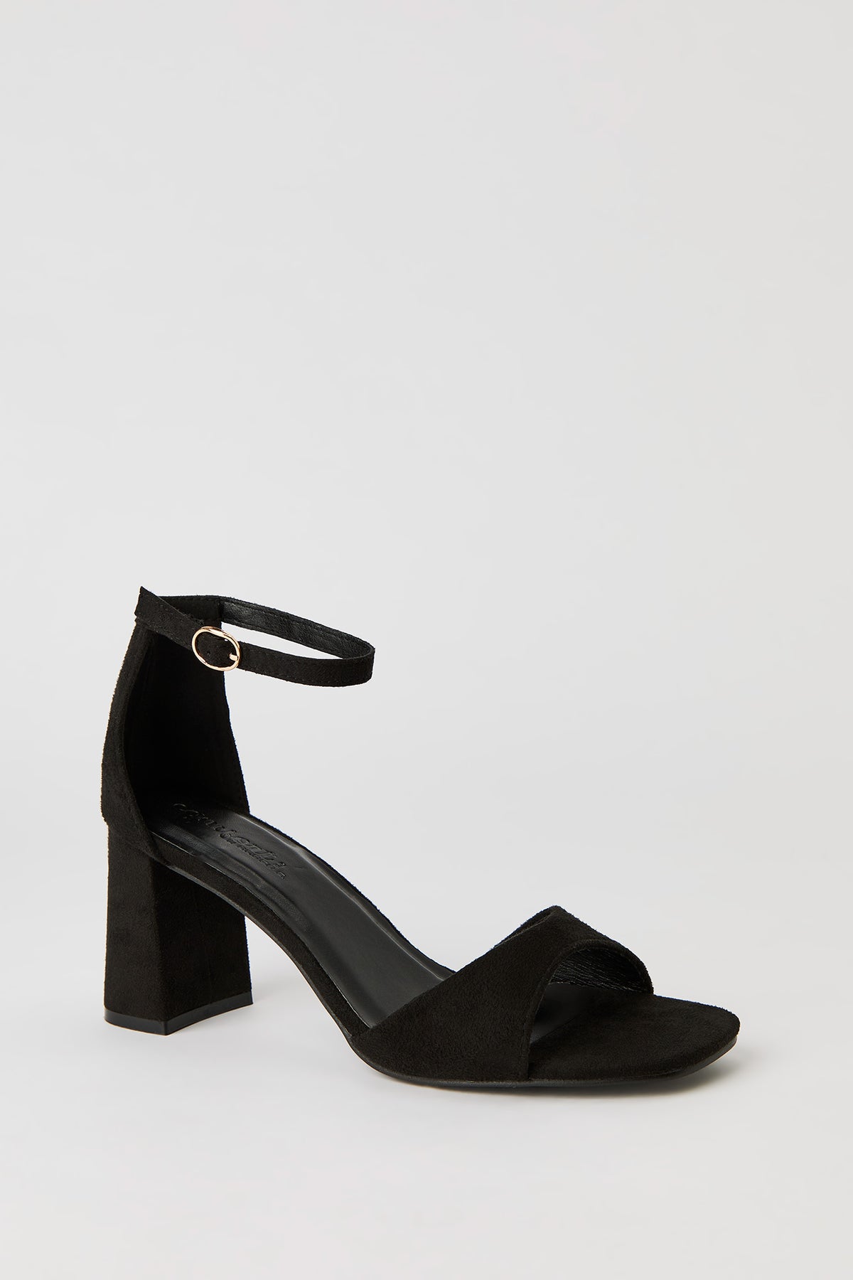 Alt View 2. Faux Suede Ankle Strap Heel - Black