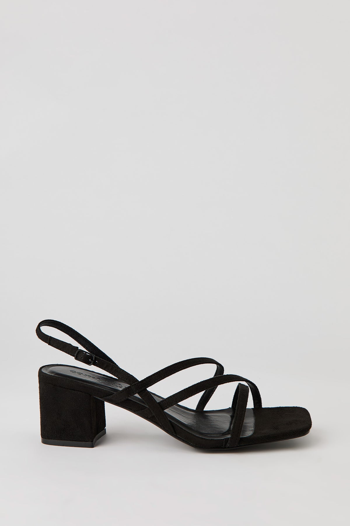 Chaussure à talon bloc et lanière en similisuède
