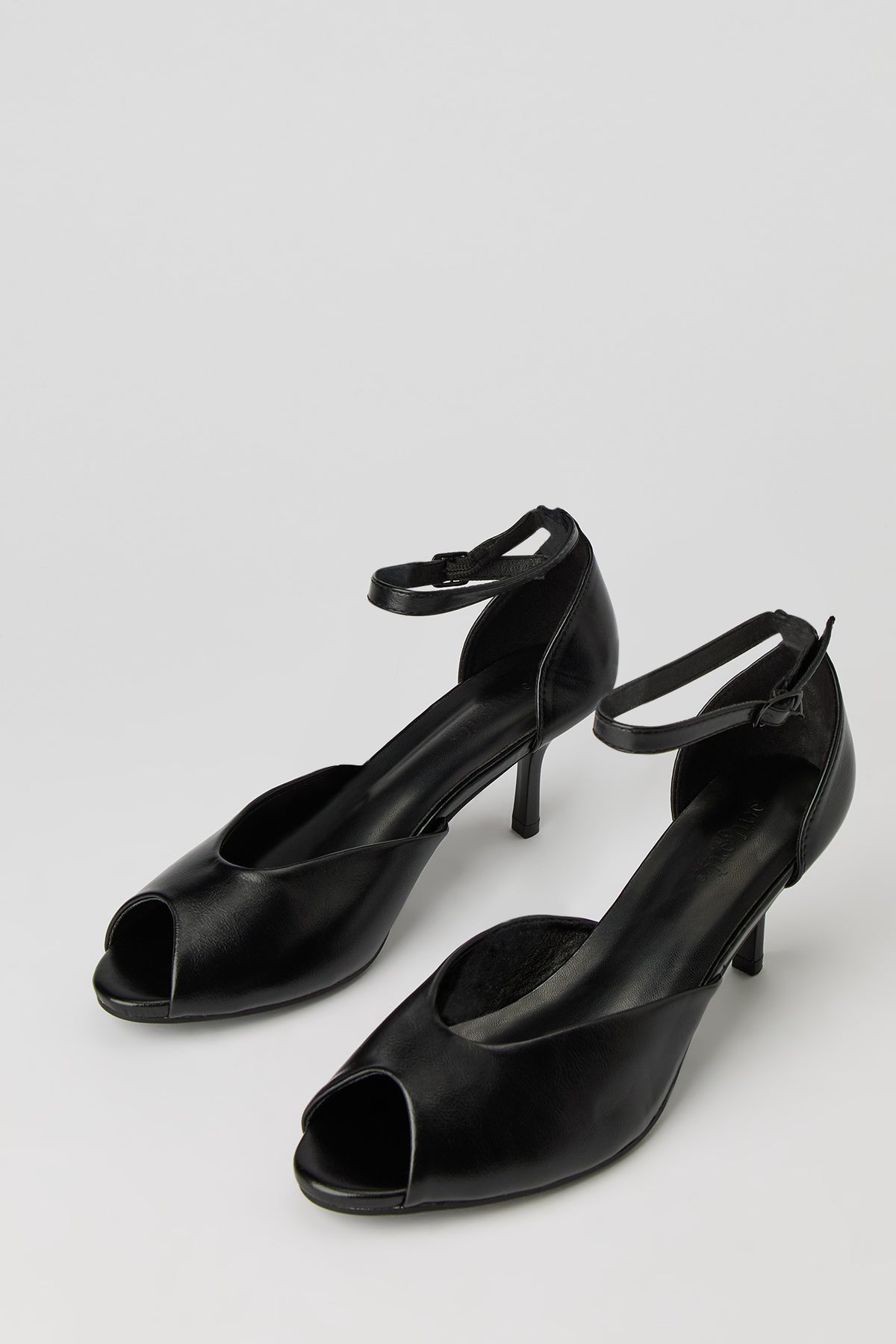 Alt View 2. Peep Toe Ankle Strap Heel - Black