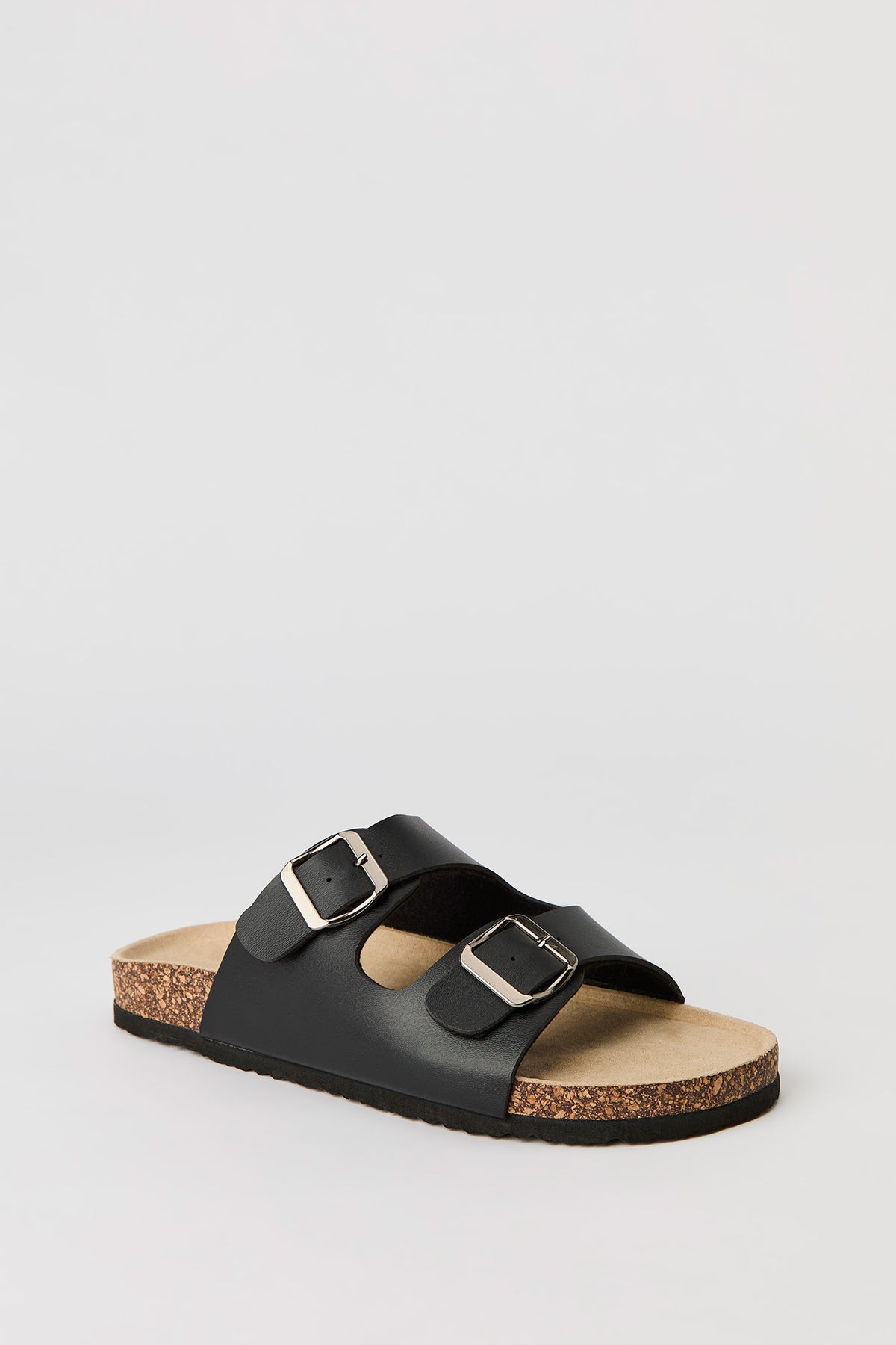 Alt View 2. Buckled Cork Slide Sandal - Black
