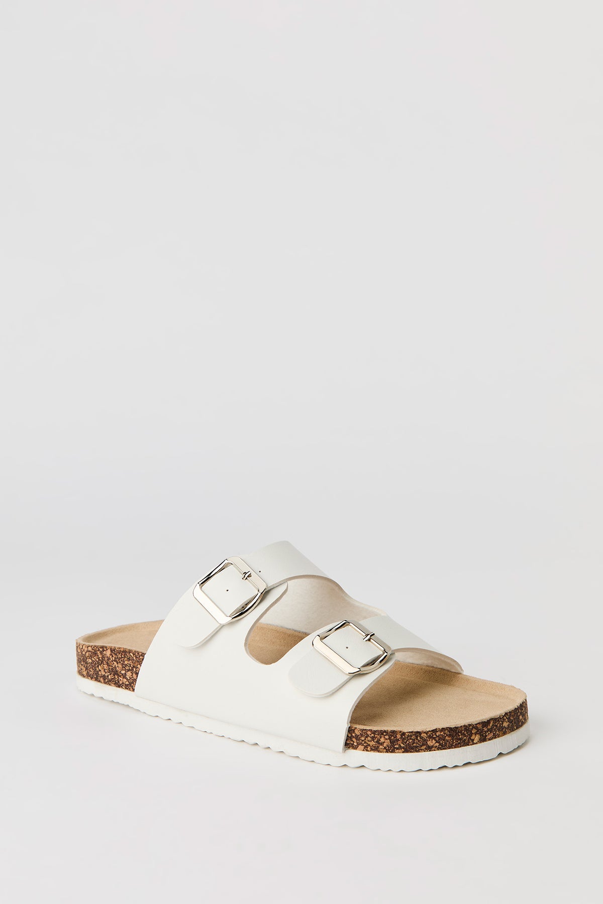 Alt View 2. Buckled Cork Slide Sandal - White