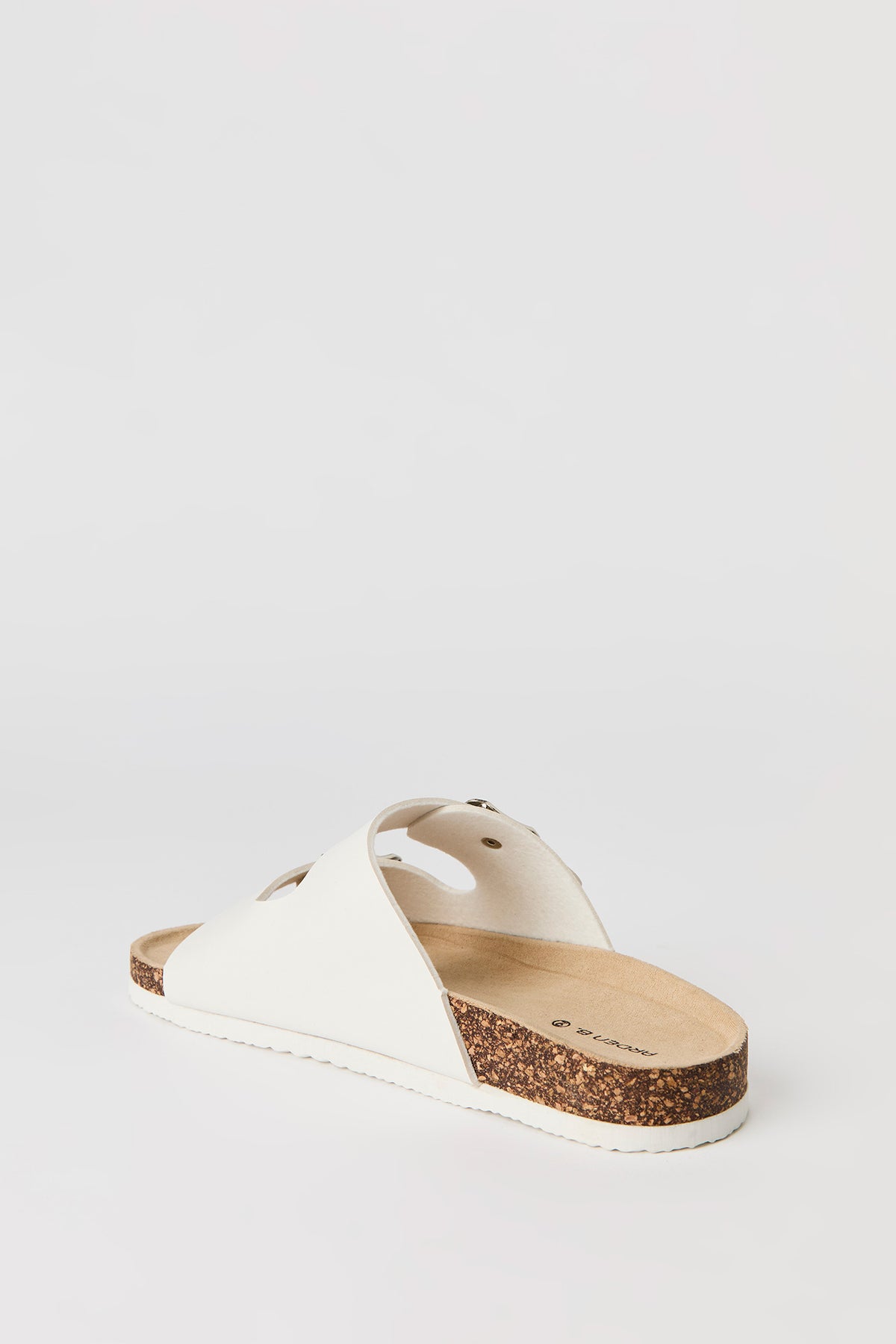 Alt View 3. Buckled Cork Slide Sandal - White