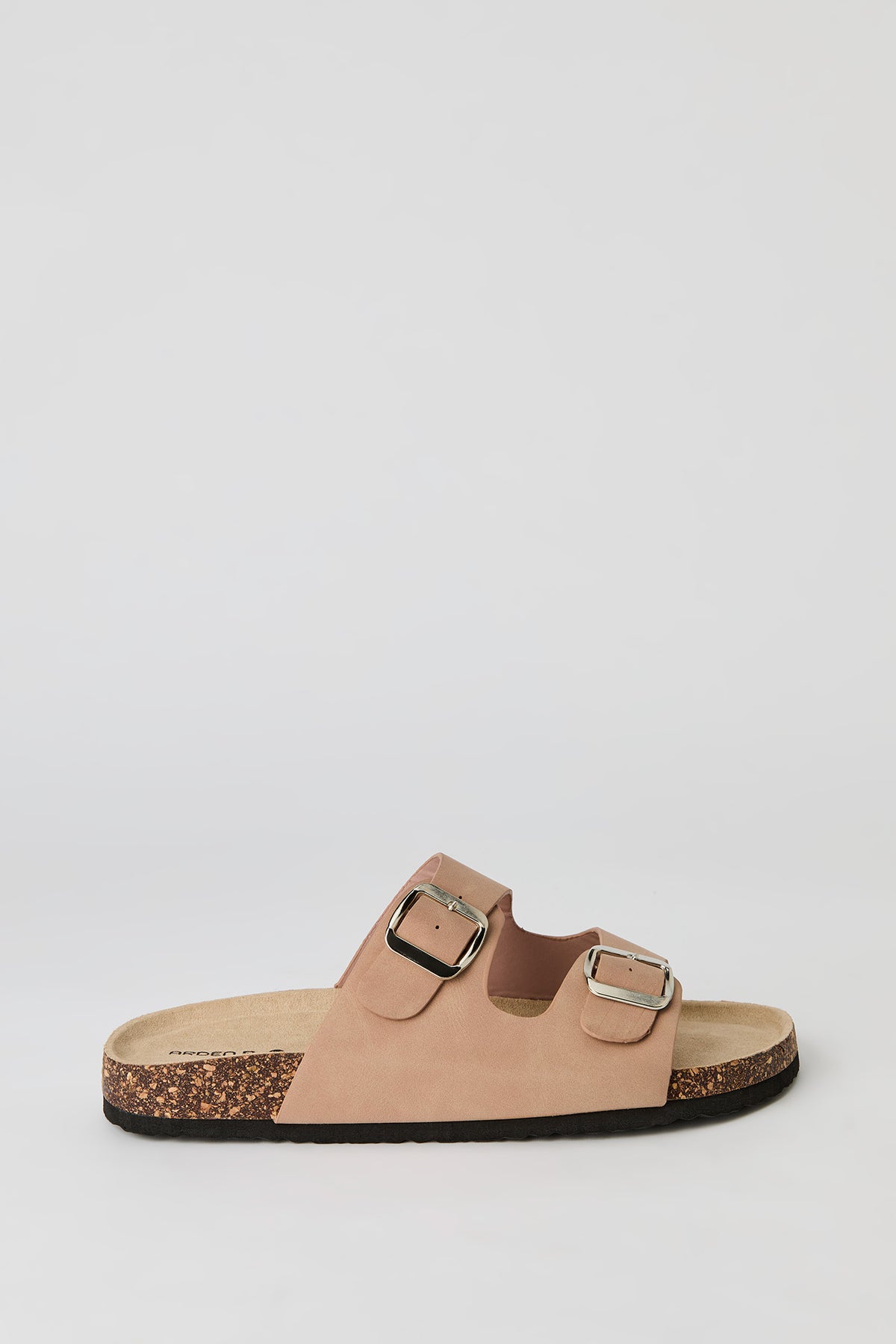 Buckled Cork Slide Sandal - Light Pink