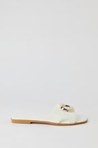 Metal Square Faux Leather Sandal