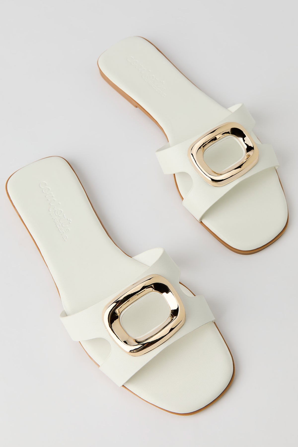 Alt View 3. Metal Square Faux Leather Sandal - White