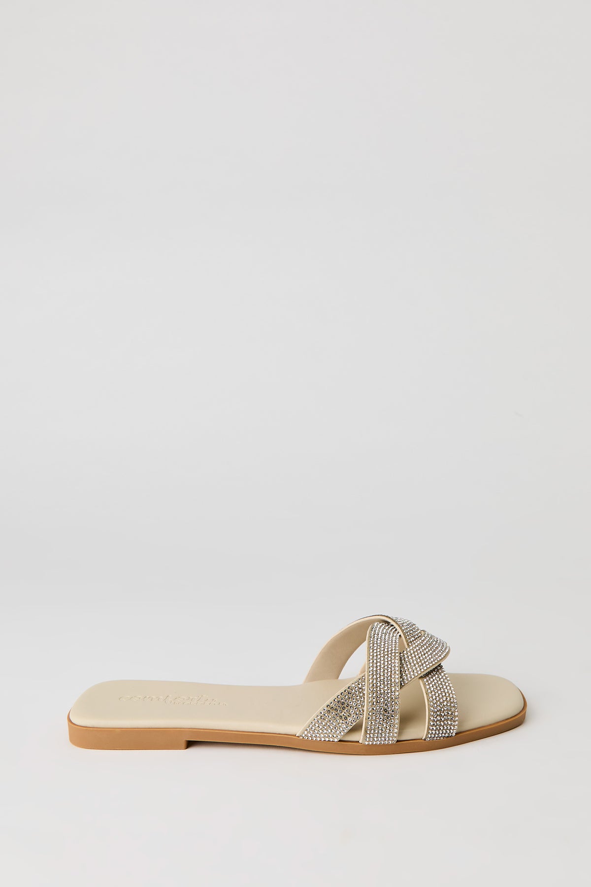 Rhinestone Twisted Band Sandal - Ivory