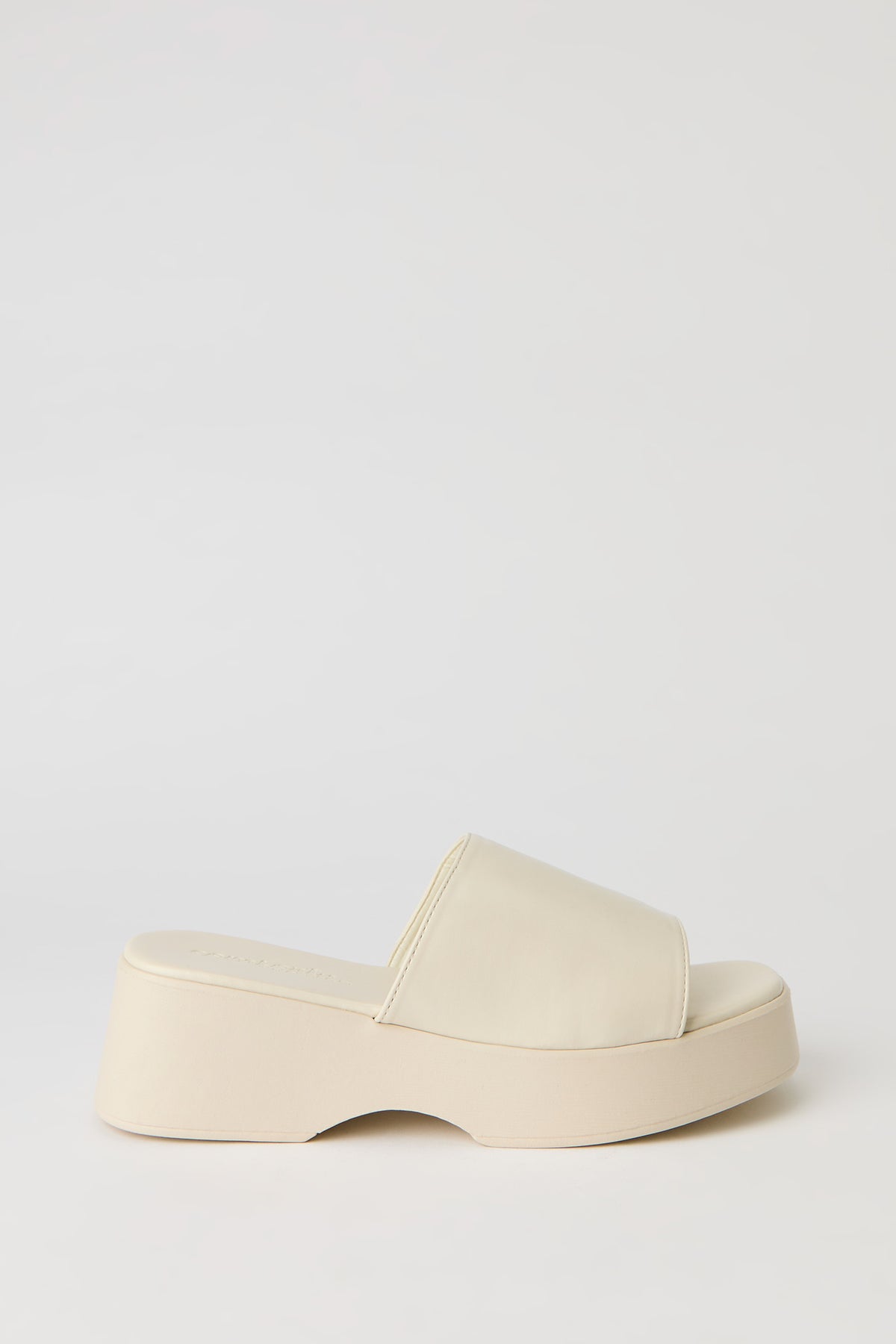 Faux Leather Wedge Sandal - Ivory