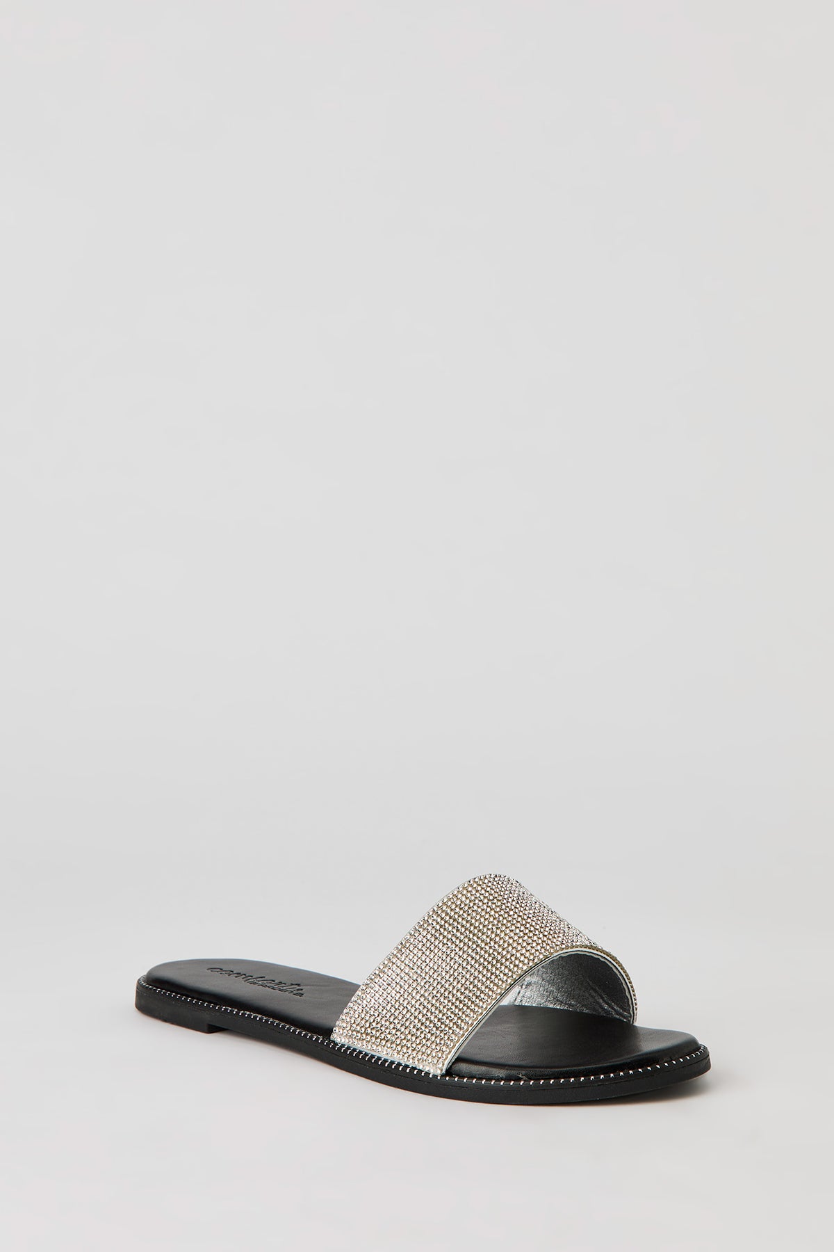 Alt View 2. Rhinestone Band Slides - Black