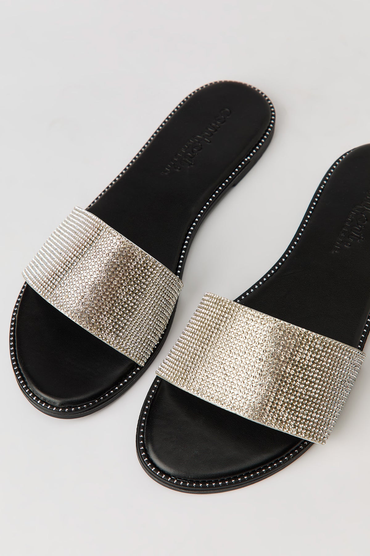 Alt View 4. Rhinestone Band Slides - Black