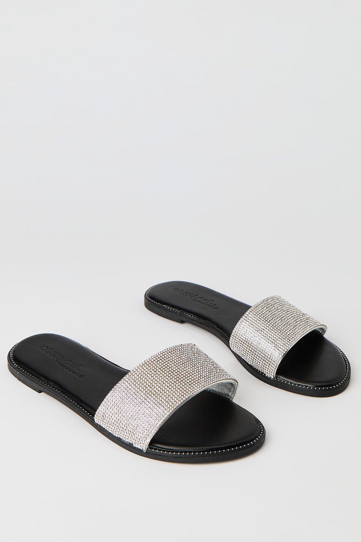 Alt View 2. Rhinestone Band Slides - Silver