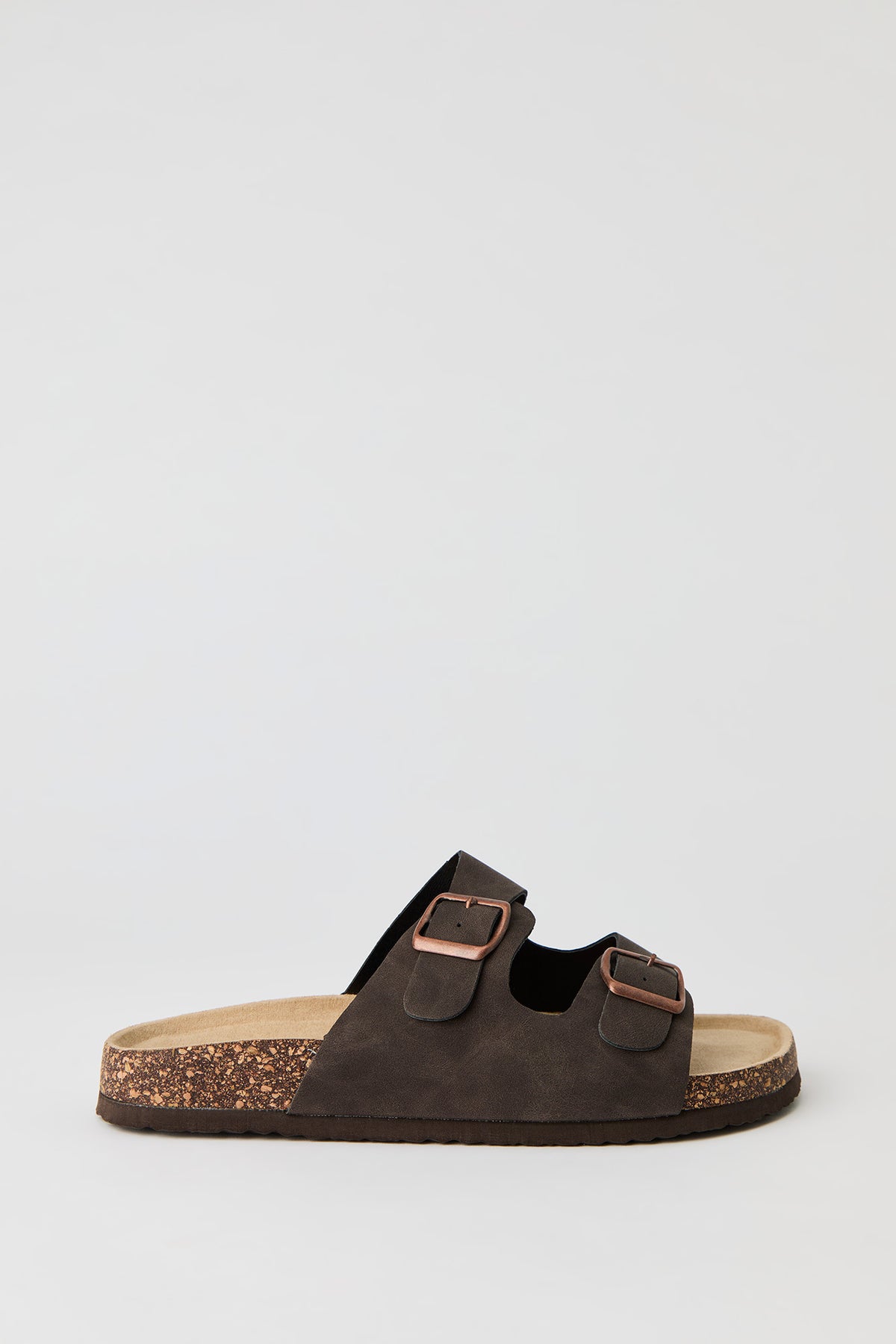 Buckled Cork Slide Sandal - Brown